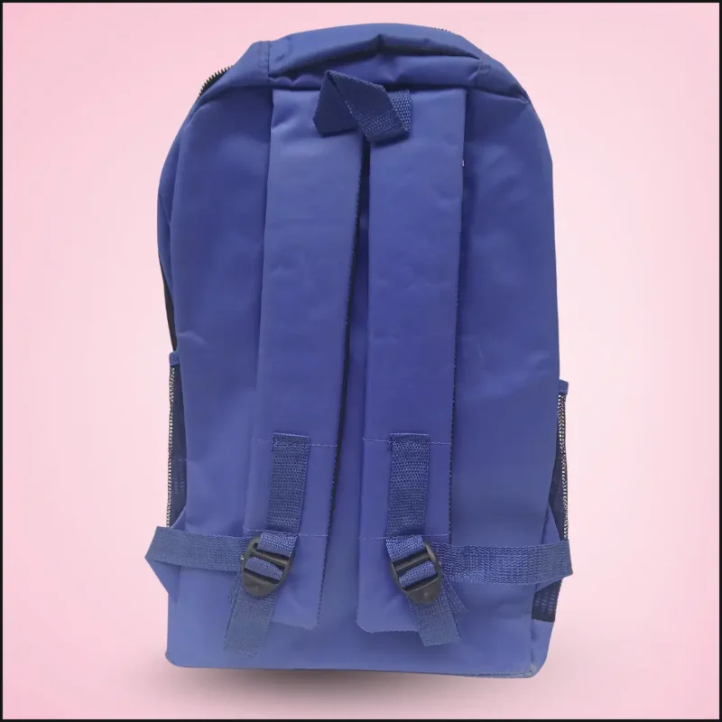Blue school bag backside Blue school bag backside