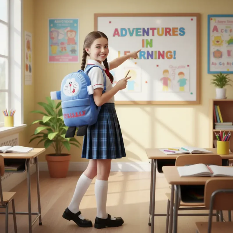 doremon character backpack plush school bag for kids