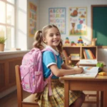 kids pink school backpack cloud moon design back