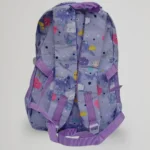 kids school backpack lavender purple space cloud print back