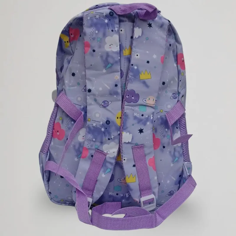 kids school backpack lavender purple space cloud print back kids school backpack lavender purple space cloud print back