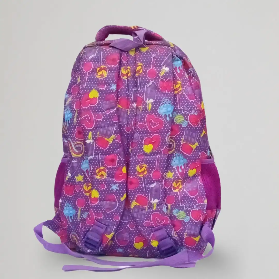 purple candy heart kids school bag back padded straps purple candy heart kids school bag back padded straps
